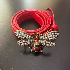 Ladies GG Gucci red leather belt butterfly size 90 36